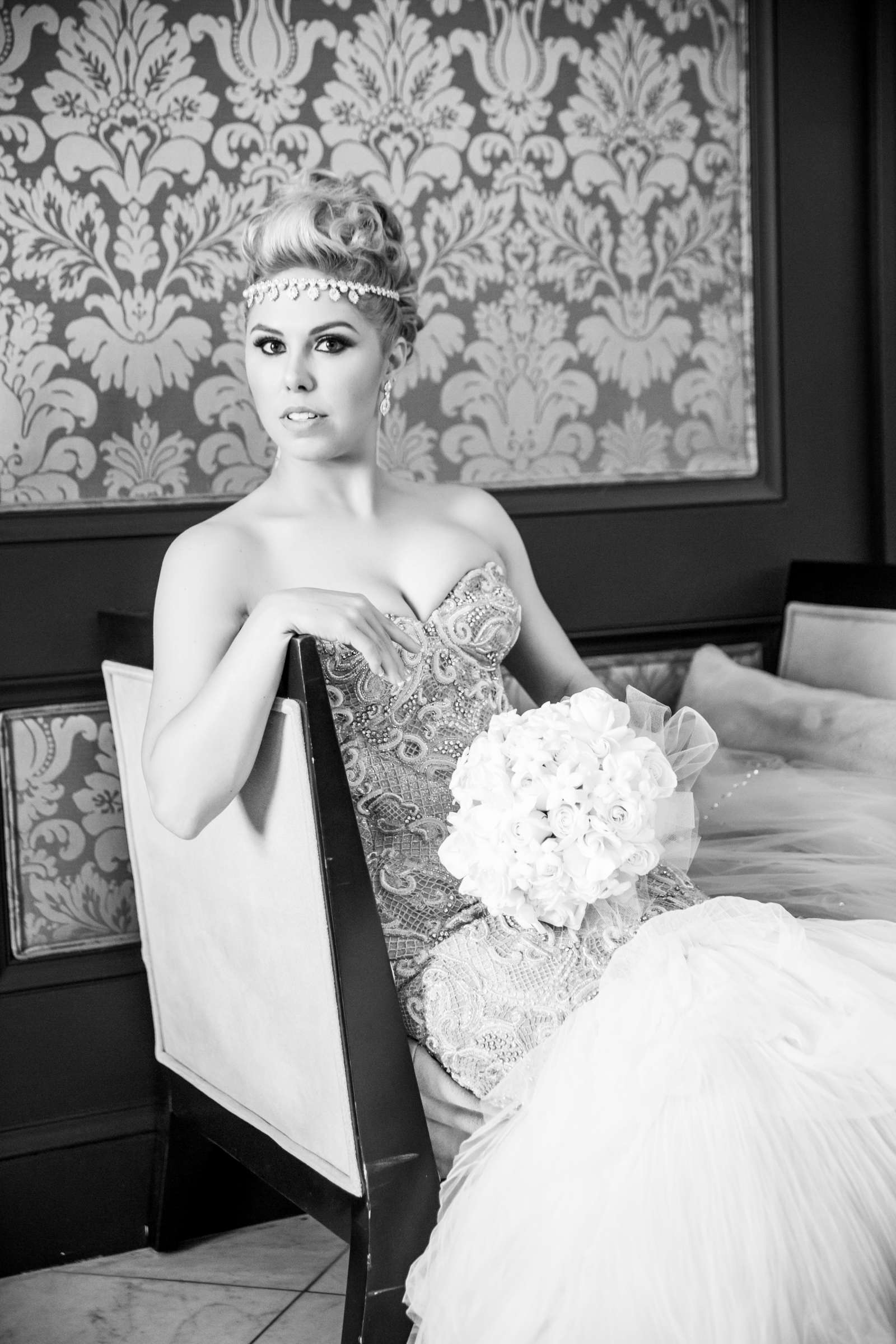 Black and White photo, Bride at US Grant Wedding, Amanda and Kristopher Wedding Photo #6 by True Photography