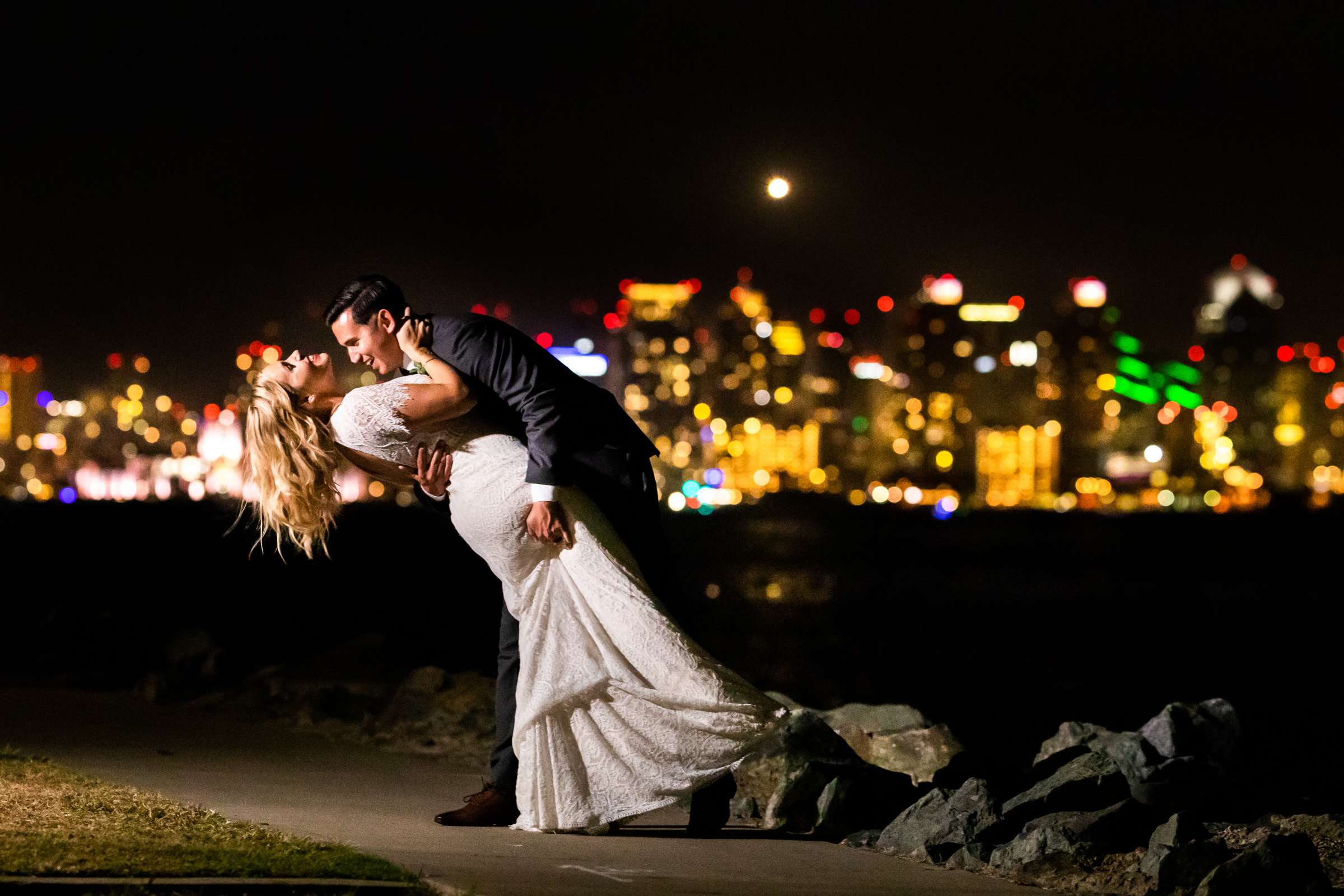 Night Shot at Harbor View Loft Wedding, Kelley and Aaron Wedding Photo #24 by True Photography