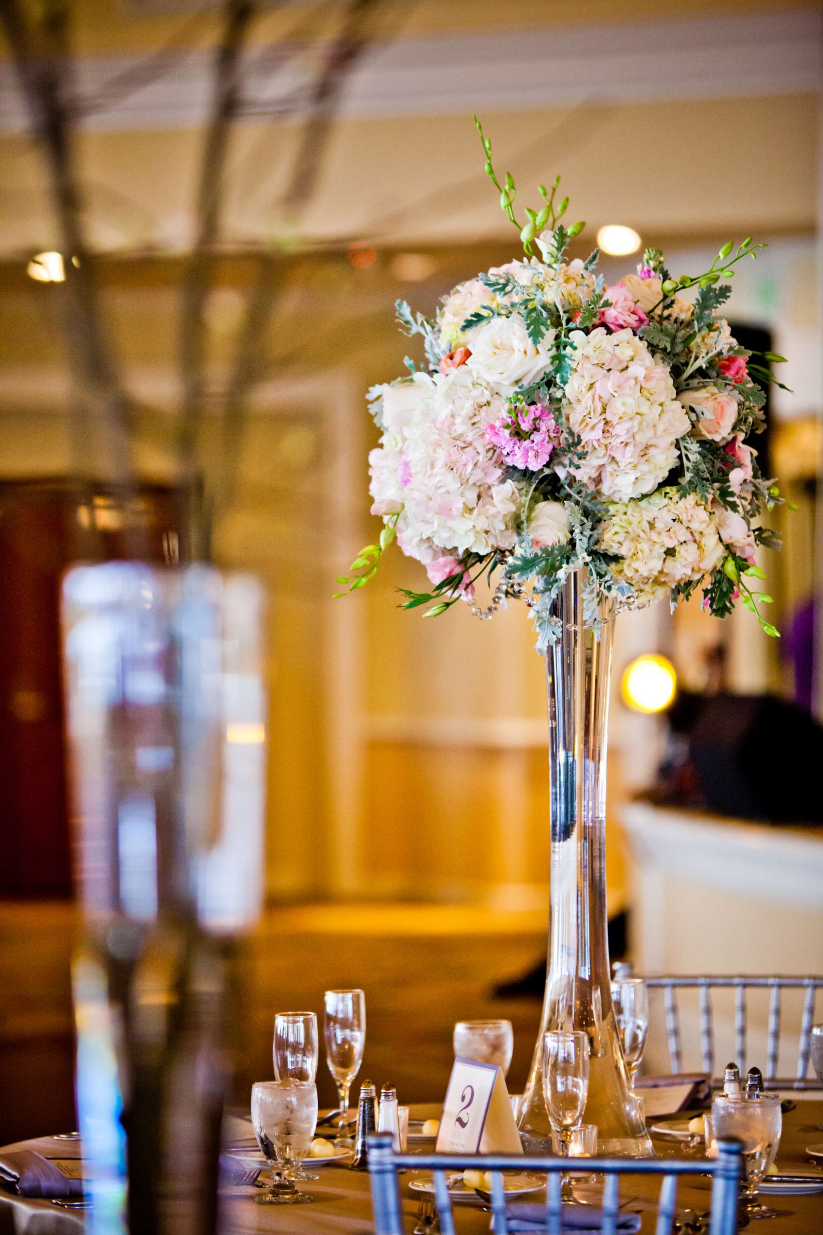 Centerpieces at Hotel Del Coronado Wedding coordinated by Victoria Weddings & Events, Jaclyn and Austin Wedding Photo #47 by True Photography