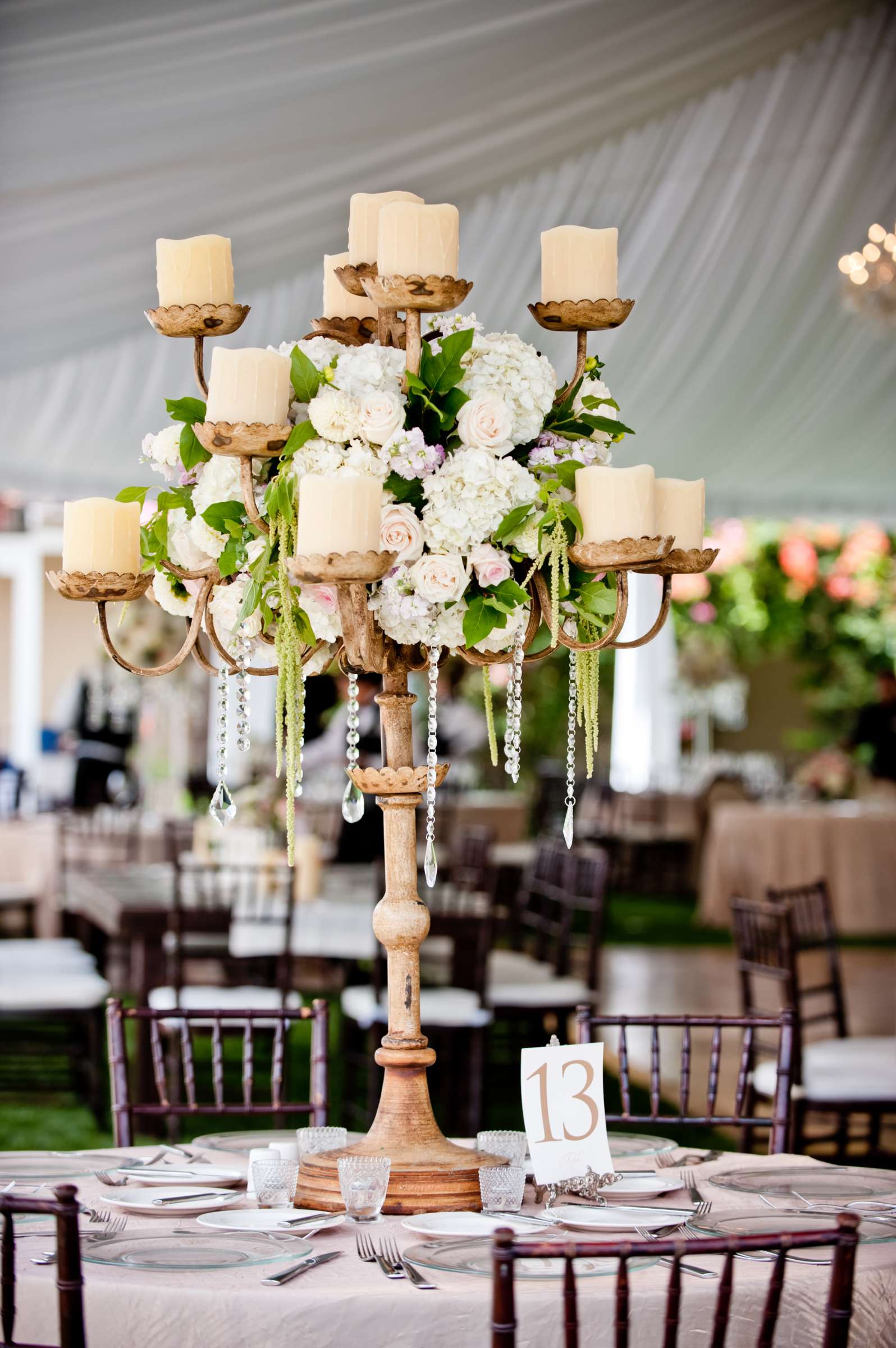 Centerpieces at The Inn at Rancho Santa Fe Wedding coordinated by CZ Events, Michelle and Hyatt Wedding Photo #45 by True Photography
