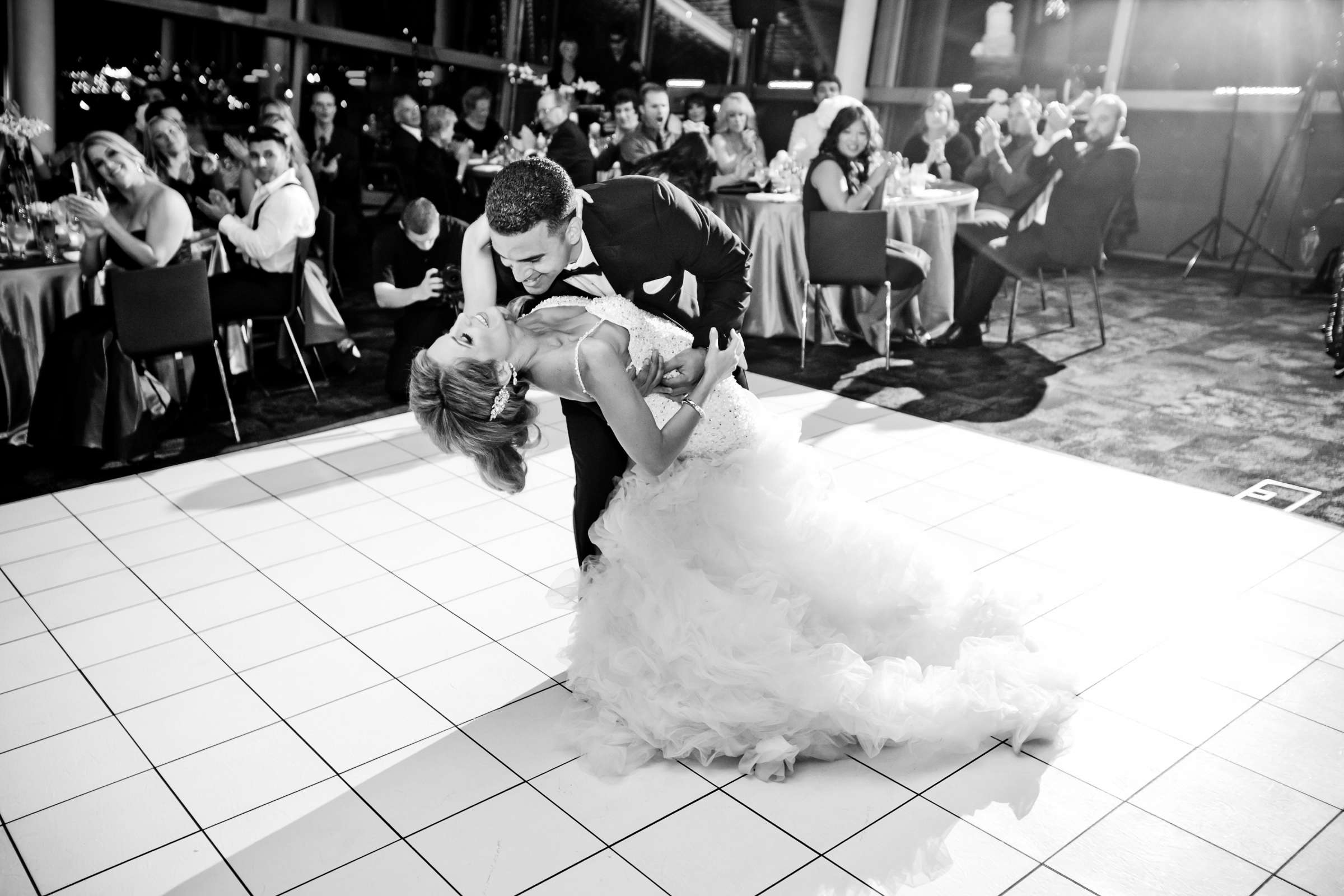First Dance, Black and White photo at San Diego Central Library Wedding, Camille and JuanCarlos Wedding Photo #40 by True Photography