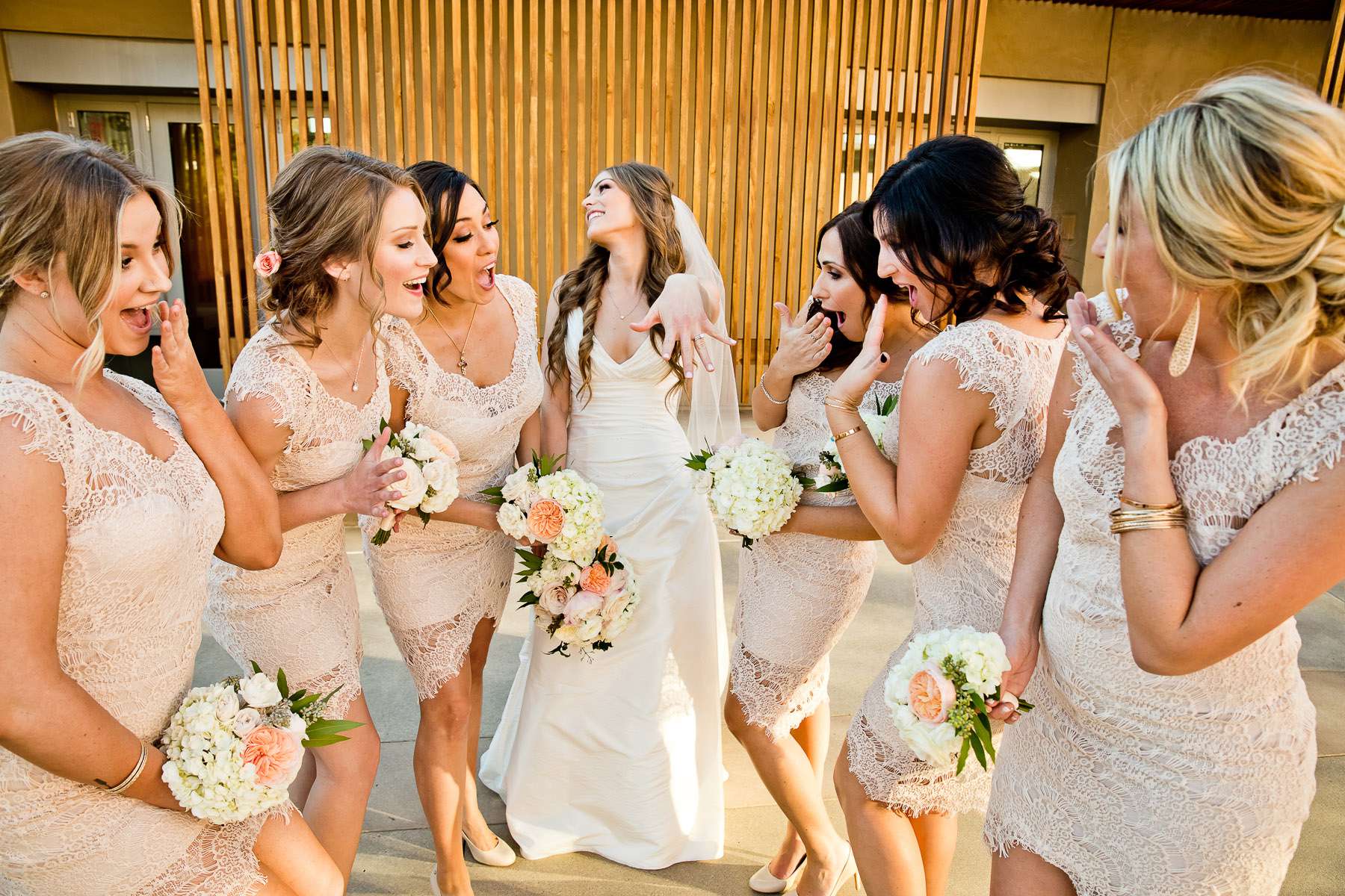 Bridesmaids, Funny moment at Scripps Seaside Forum Wedding coordinated by Diane Christine Events, Jacqueline and Ross Wedding Photo #142326 by True Photography