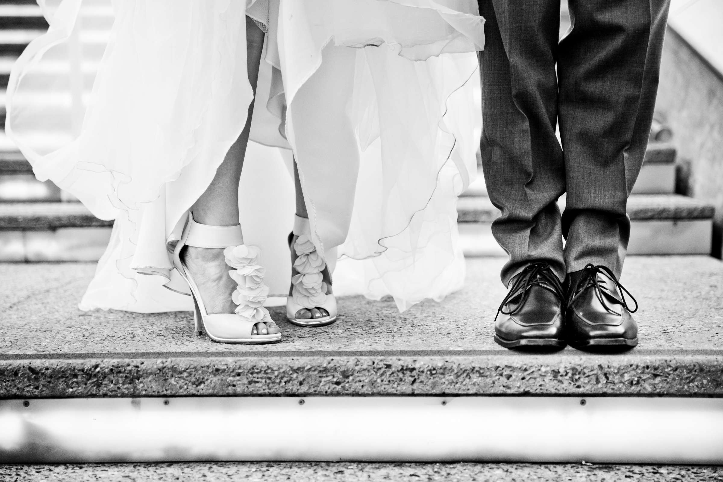 Shoes, Black and White photo at Hilton San Diego Bayfront Wedding coordinated by Holly Kalkin Weddings, Lauren and Stephen Wedding Photo #143447 by True Photography