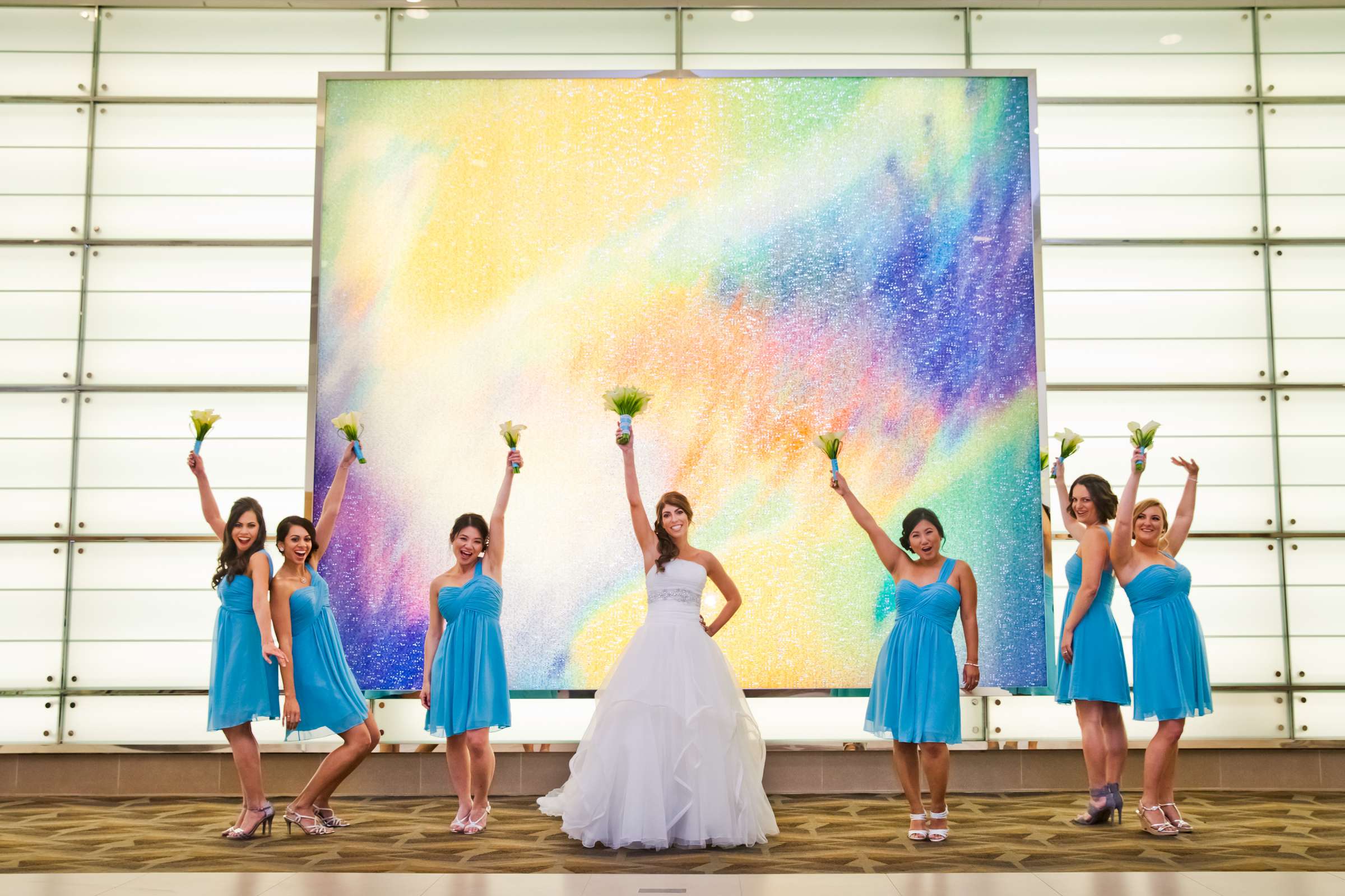 Bridesmaids at Hilton San Diego Bayfront Wedding coordinated by Holly Kalkin Weddings, Lauren and Stephen Wedding Photo #143454 by True Photography