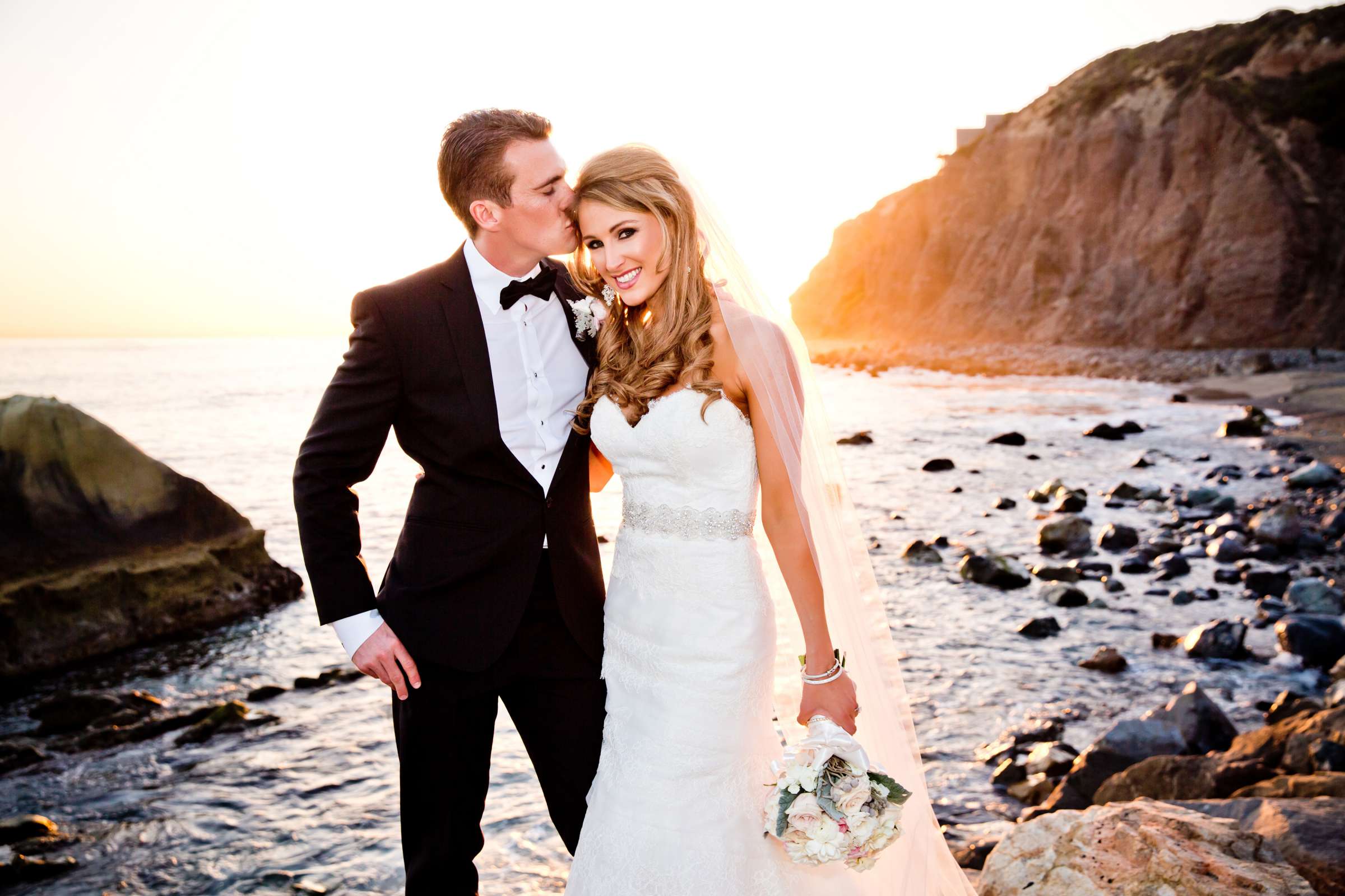 Bride and Groom, Romantic moment, Beach at Dana Point Yacht Club Wedding, Cecilia and Ryan Wedding Photo #144554 by True Photography