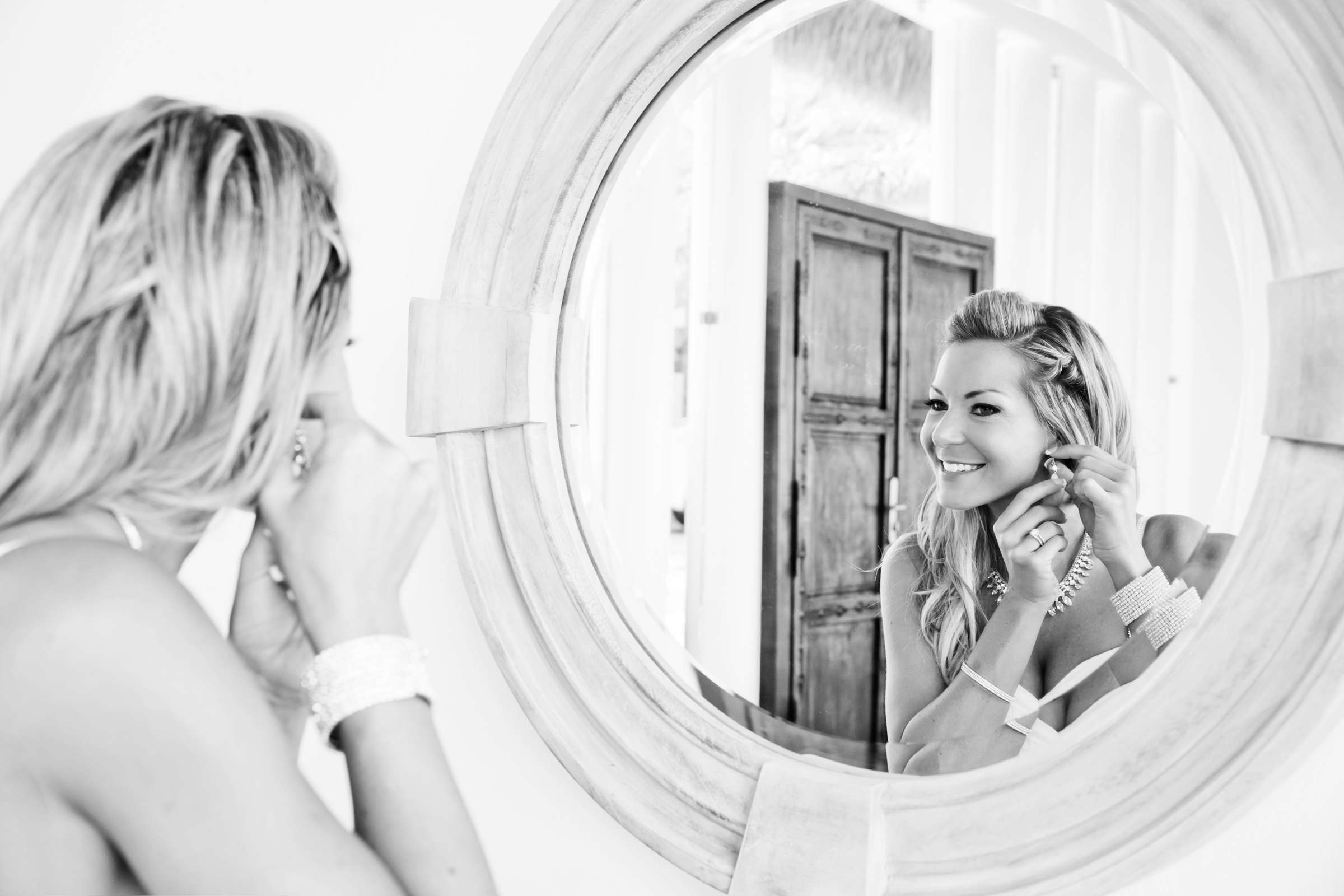Getting Ready, Black and White photo at Exclusive Resorts Punta Mita Wedding, Natalie and Dustin Wedding Photo #37 by True Photography