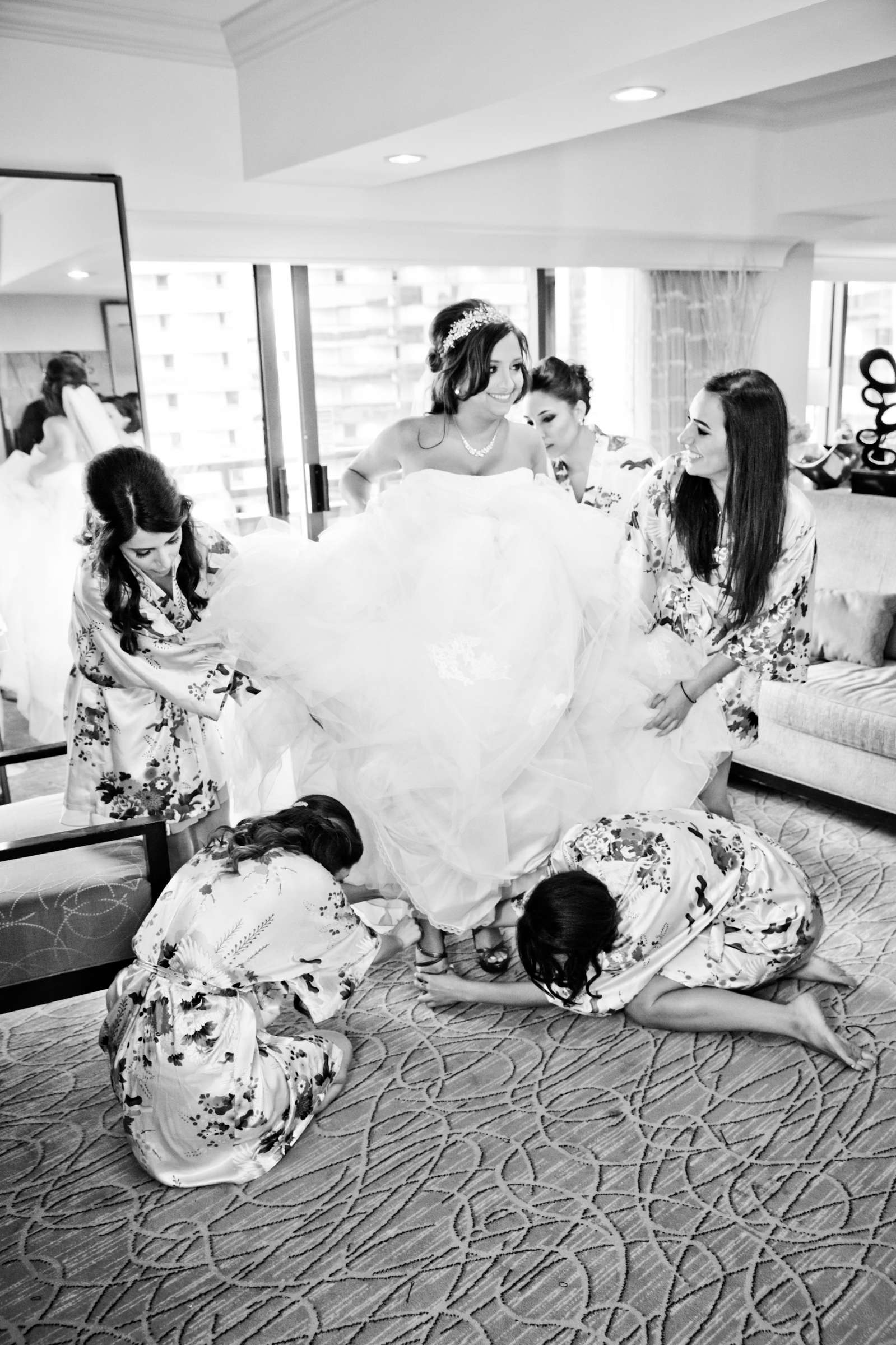 Getting Ready at Marriott Marquis San Diego Marina Wedding coordinated by Holly Kalkin Weddings, Sahar and Arash Wedding Photo #152308 by True Photography