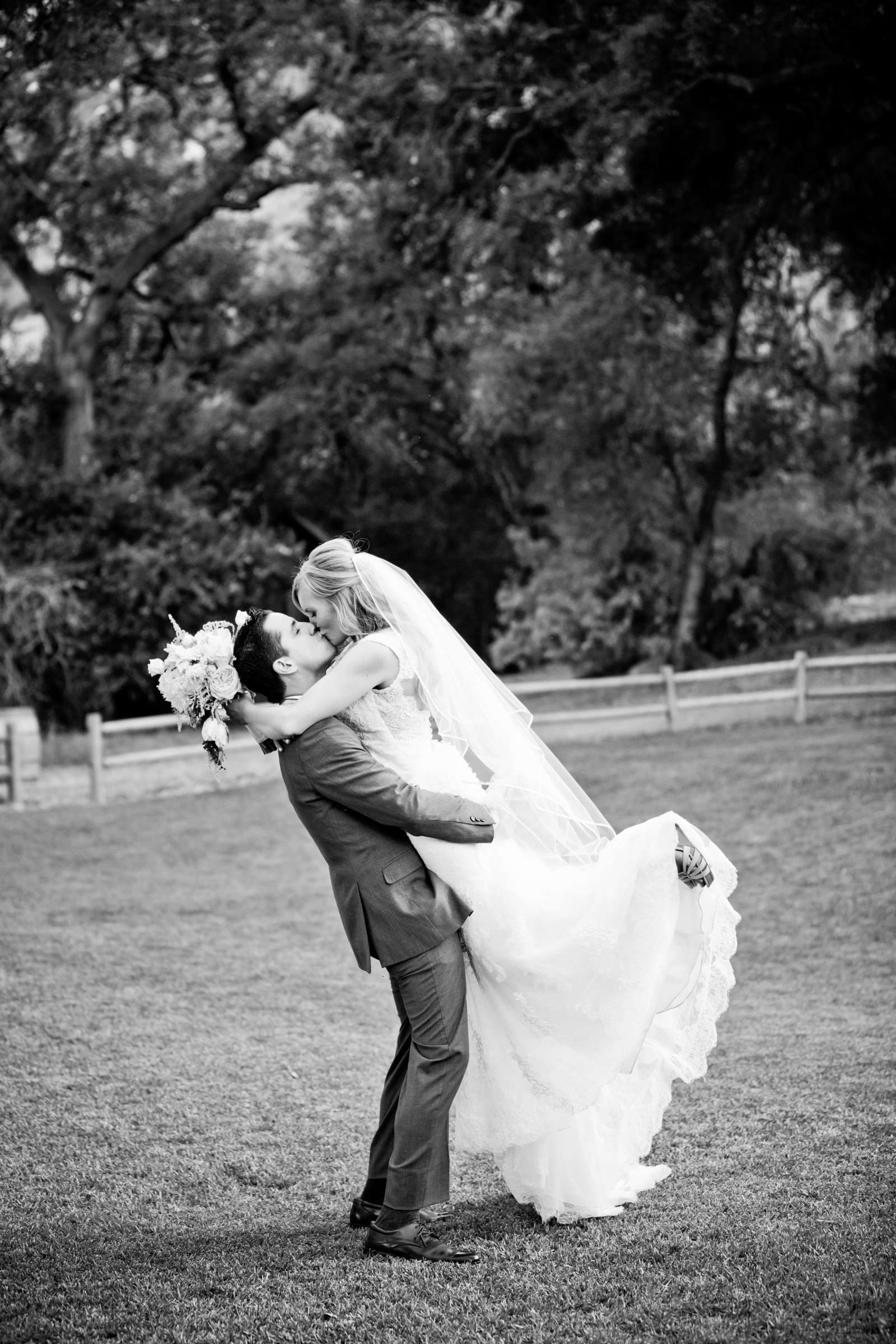 Black and White photo at Temecula Creek Inn Wedding coordinated by Emily Smiley, Katie and John Wedding Photo #6 by True Photography