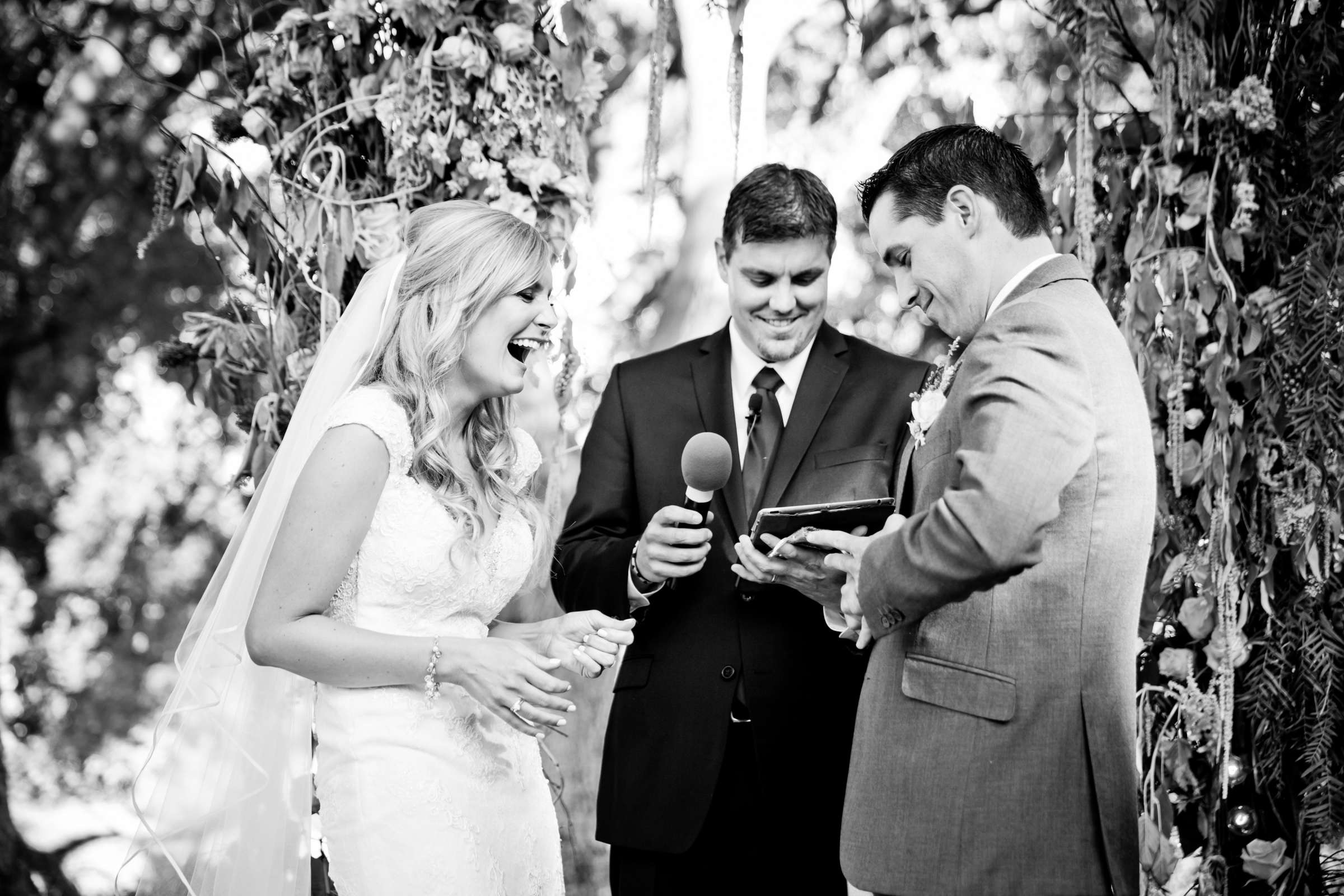 Ceremony, Black and White photo at Temecula Creek Inn Wedding coordinated by Emily Smiley, Katie and John Wedding Photo #52 by True Photography
