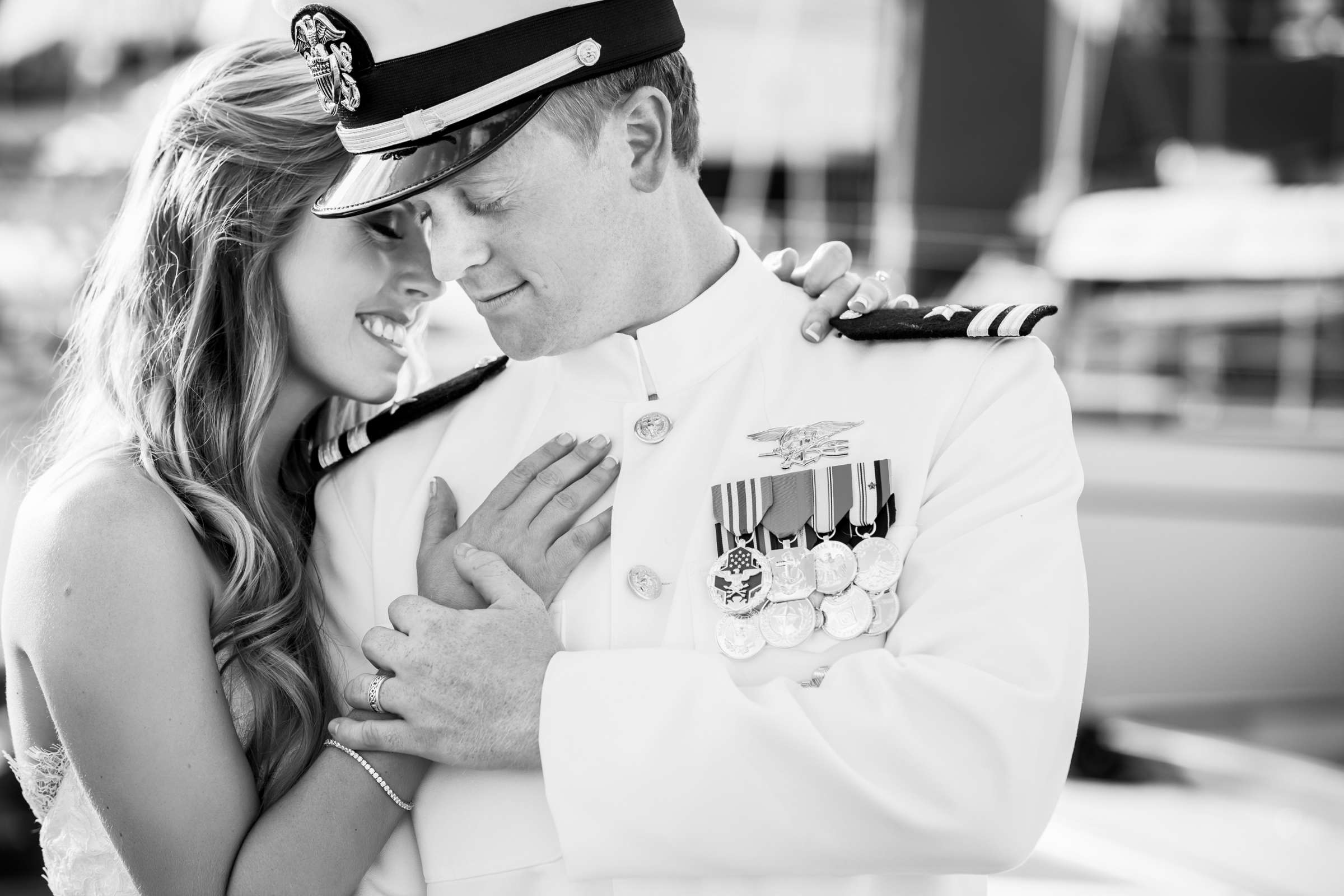 Black and White photo at San Diego Yacht Club Wedding coordinated by Amy June Weddings & Events, Sara and Bill Wedding Photo #7 by True Photography