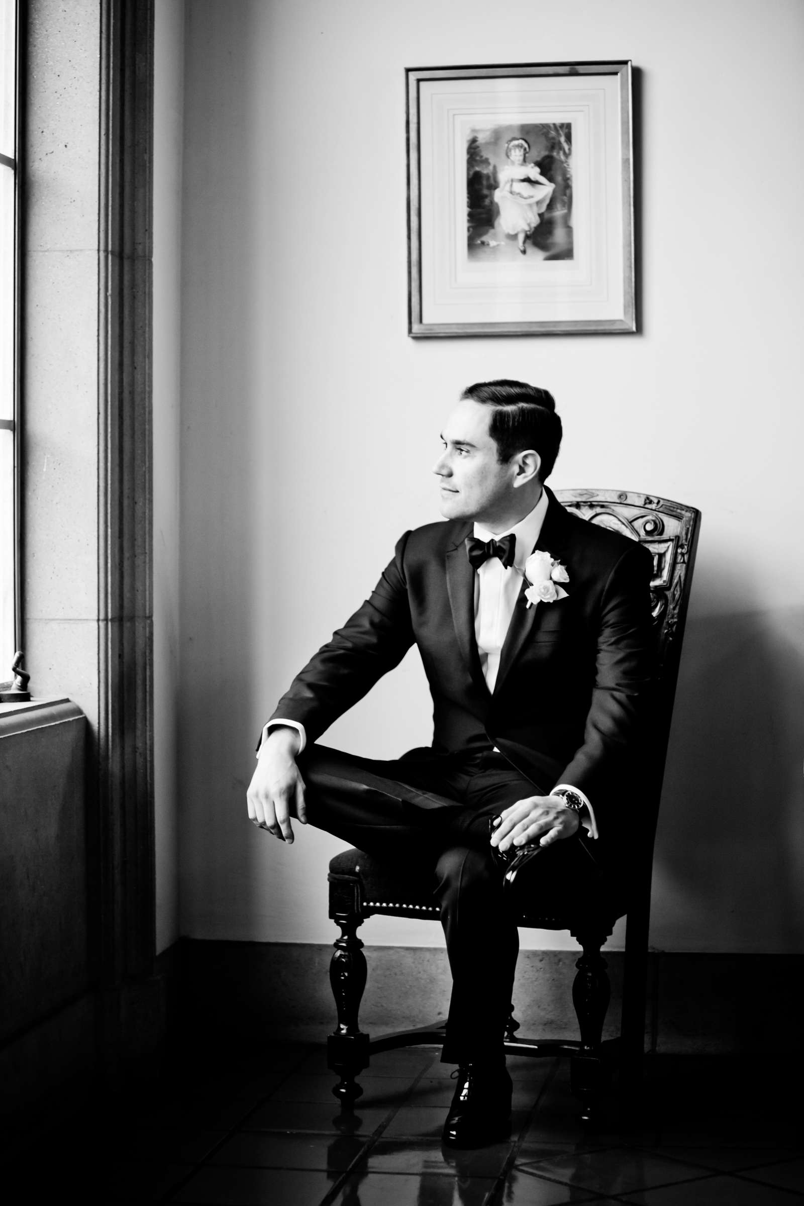 Groom, Black and White photo at Barona Resort and Casino Wedding coordinated by Details Defined, Noelle and Gerardo Wedding Photo #187825 by True Photography