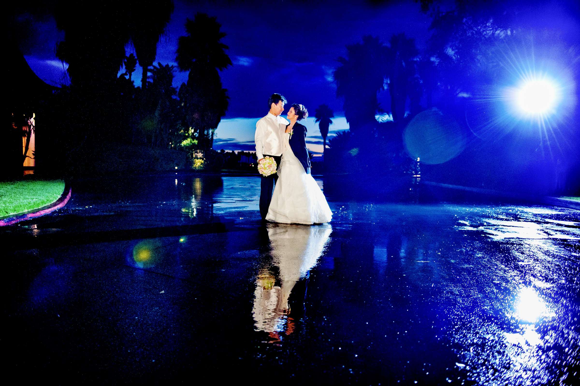 Reflection, Rainy Day, Night Shot at Paradise Point Wedding coordinated by Alison Howard Events, Anggia and Andi Wedding Photo #200974 by True Photography