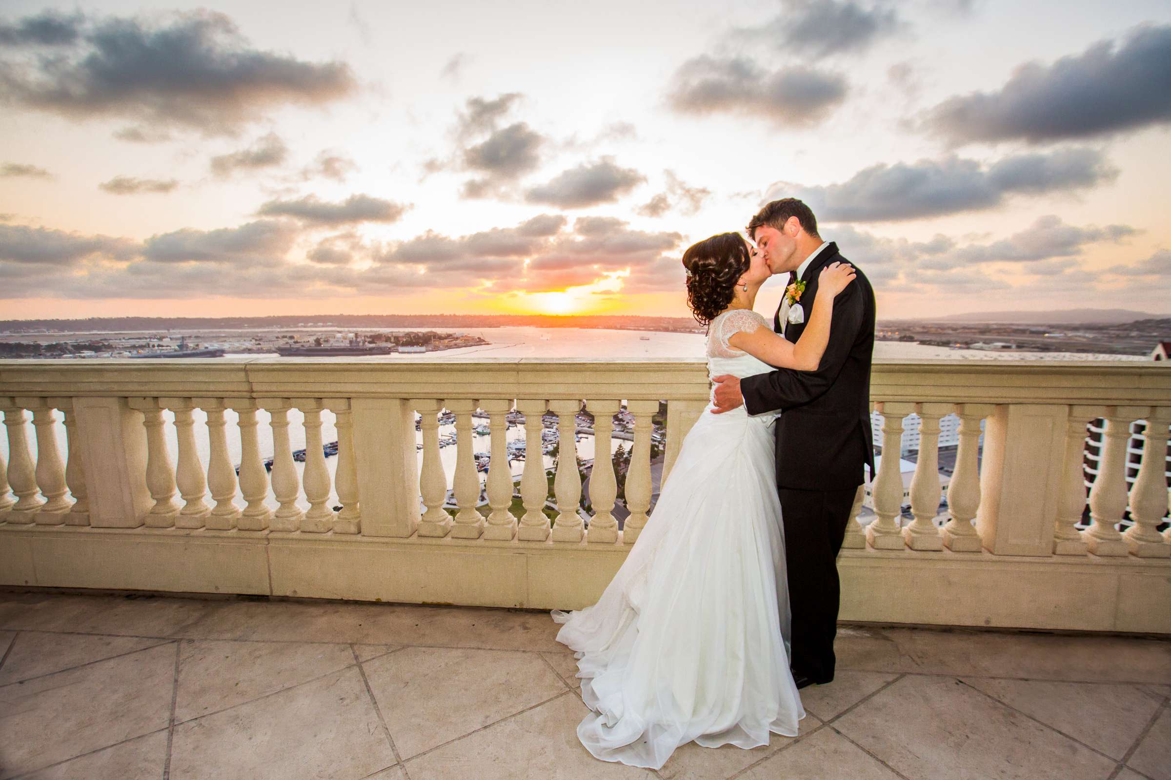 Sunset, Classical moment, Romantic moment at Manchester Grand Hyatt San Diego Wedding coordinated by Lavish Weddings, Jill and Andy Wedding Photo #1 by True Photography