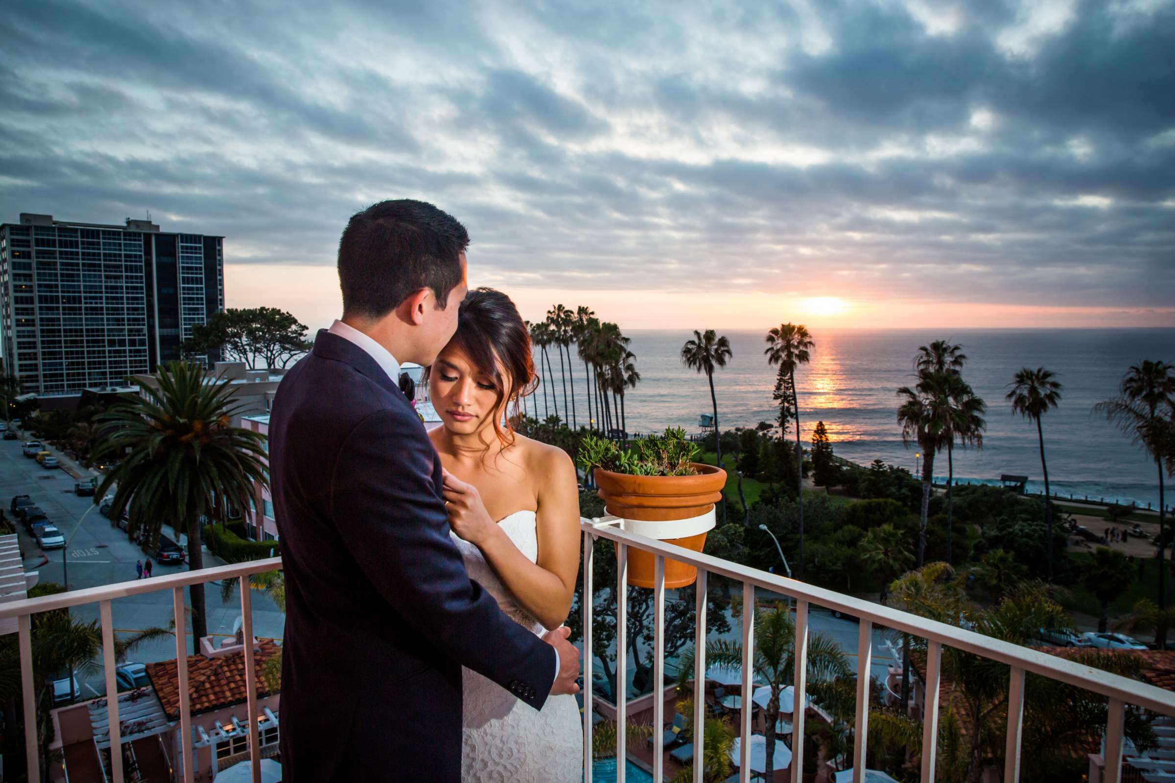 Sunset, Romantic moment at La Valencia Wedding coordinated by SD Weddings by Gina, Lisa and Andrew Wedding Photo #4 by True Photography