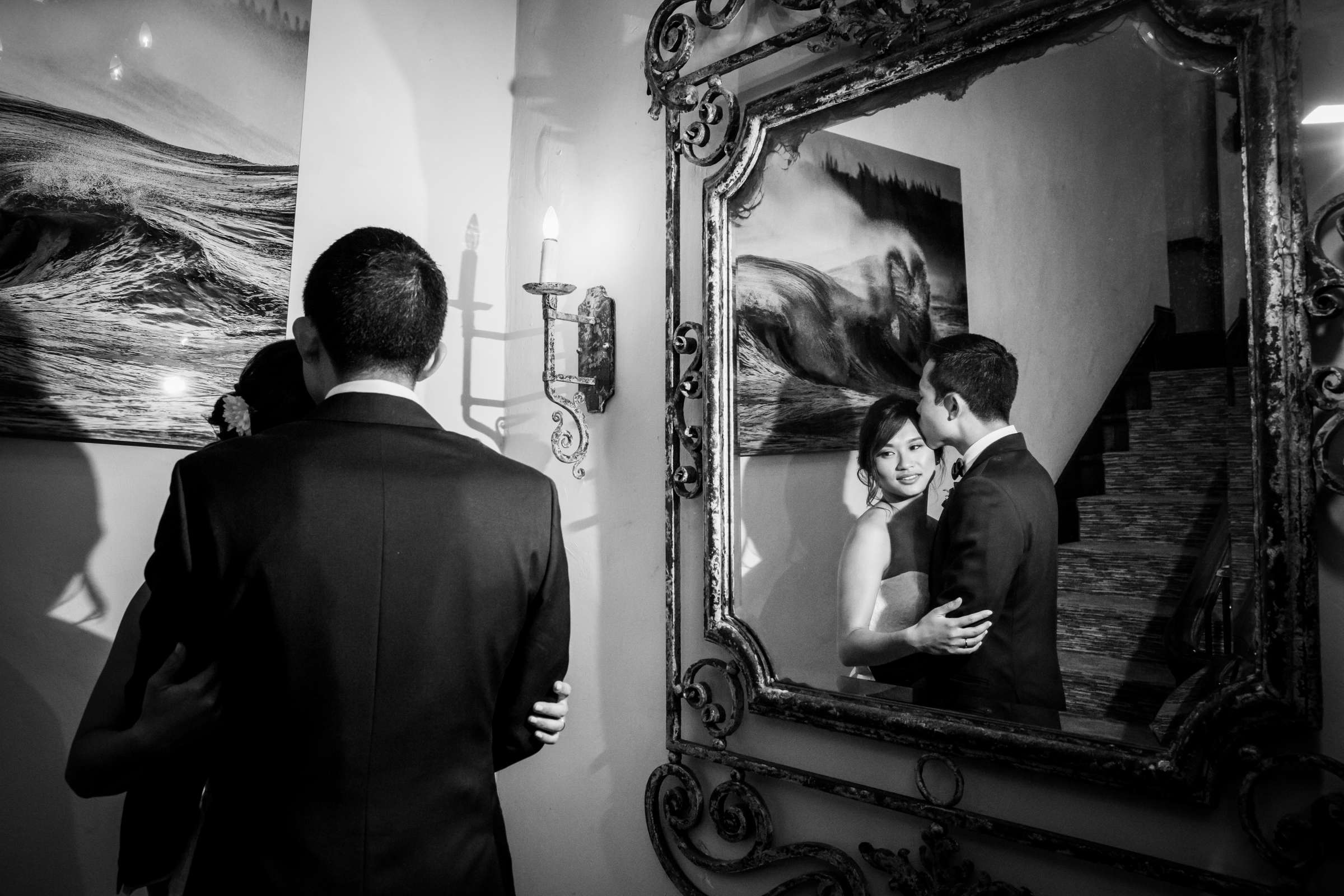 Black and White photo at La Valencia Wedding coordinated by SD Weddings by Gina, Lisa and Andrew Wedding Photo #9 by True Photography