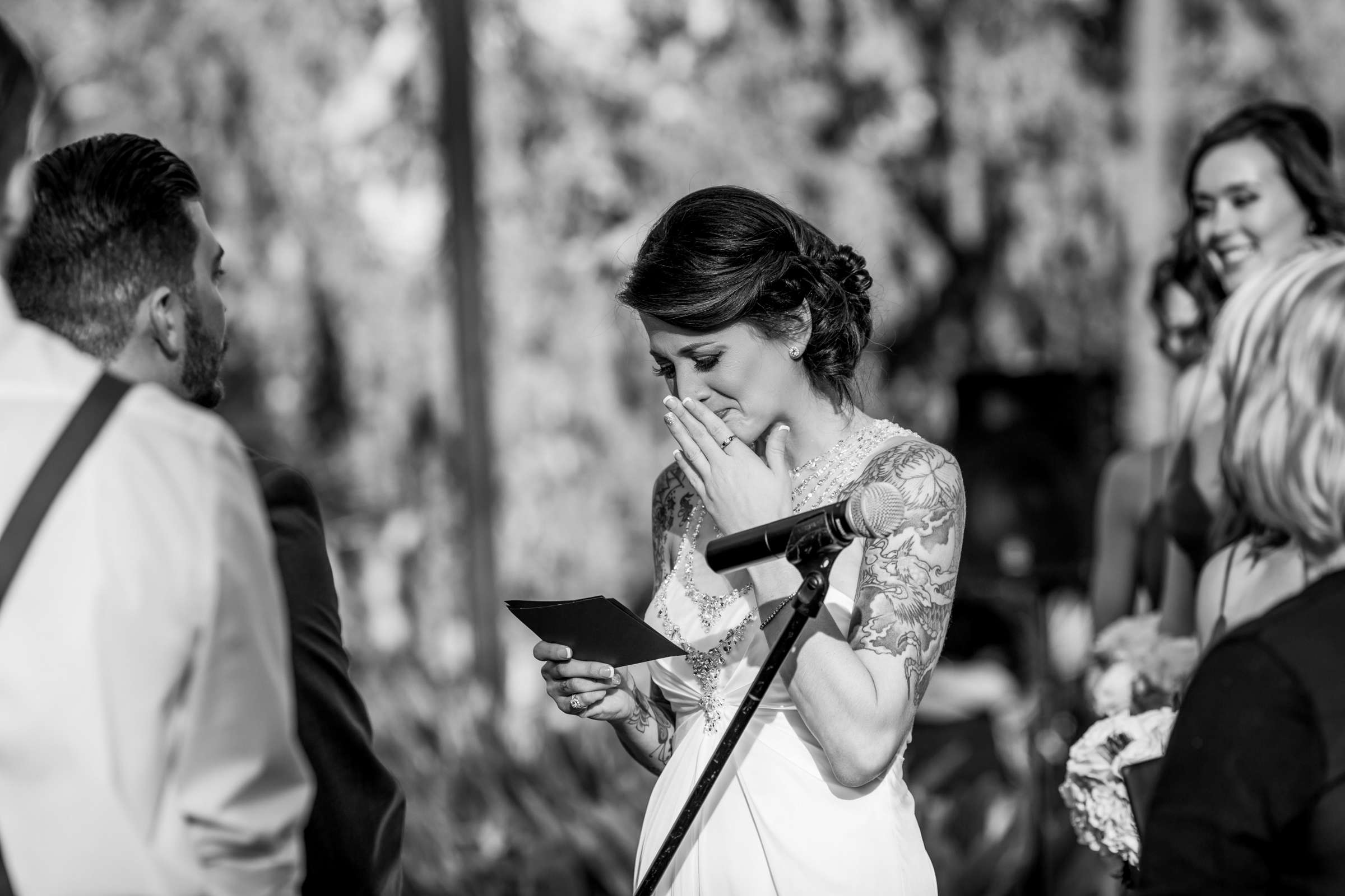 Emotional moment, Black and White photo at Mt Woodson Castle Wedding coordinated by Personal Touch Dining, Faye and Colin Wedding Photo #230176 by True Photography