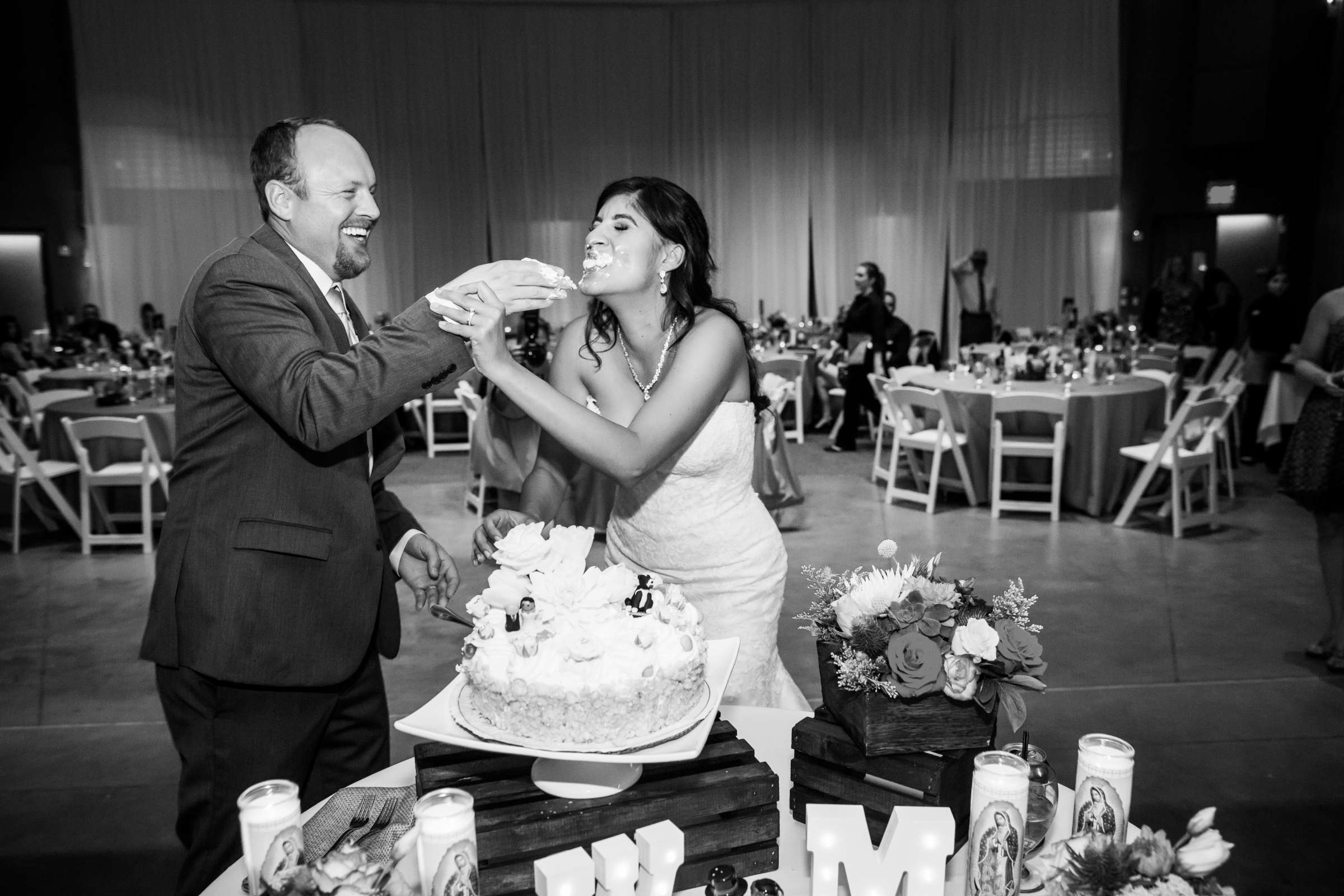Cake Cutting at Scripps Seaside Forum Wedding coordinated by Behind The Scenes, Marissa and Andrew Wedding Photo #235125 by True Photography