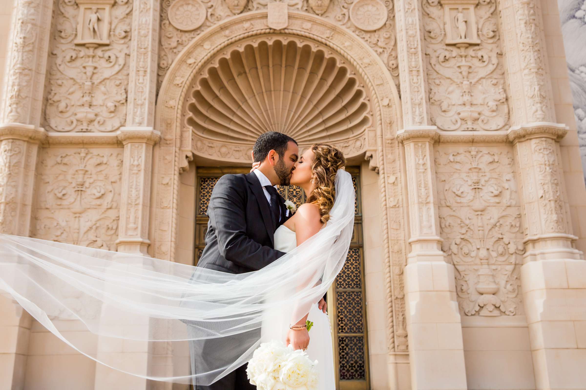Romantic moment, Stylized Portrait at San Diego Museum of Art Wedding coordinated by First Comes Love Weddings & Events, Ruthie and Larry Wedding Photo #236736 by True Photography