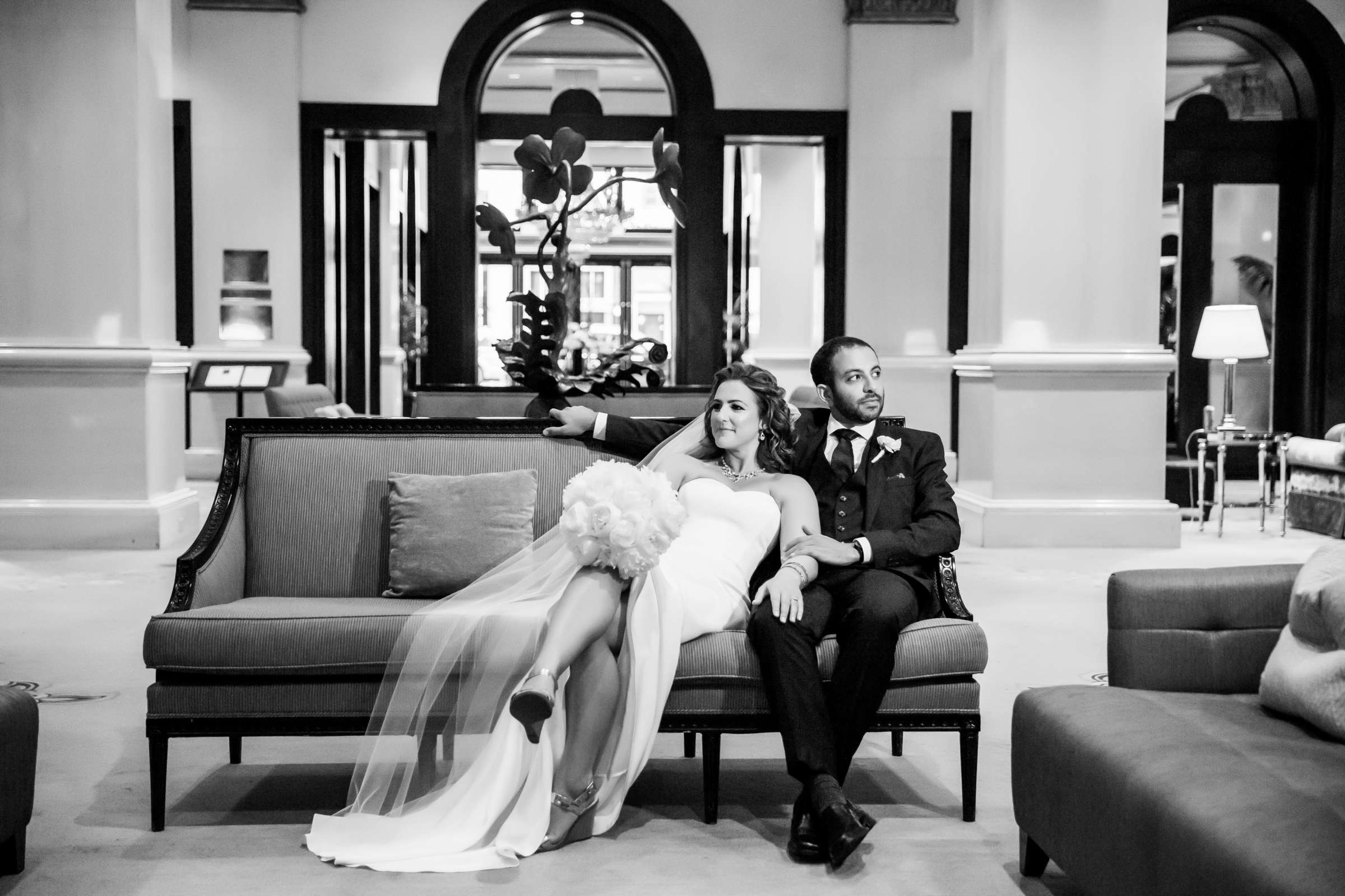 Classical moment, Black and White photo at San Diego Museum of Art Wedding coordinated by First Comes Love Weddings & Events, Ruthie and Larry Wedding Photo #236792 by True Photography