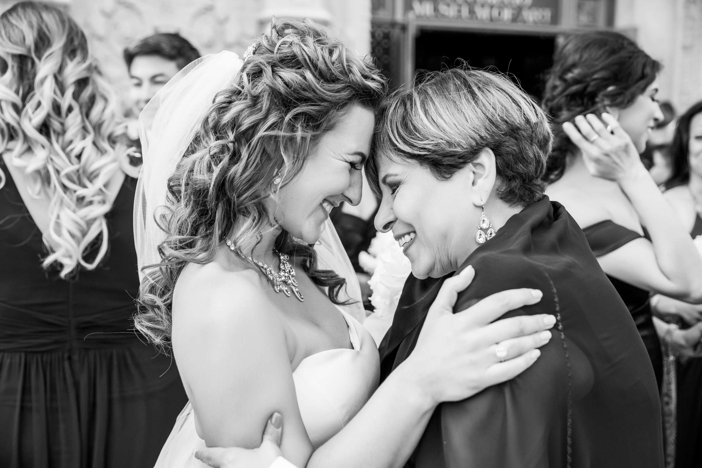 Mother, Daughter, Emotional moment, Black and White photo at San Diego Museum of Art Wedding coordinated by First Comes Love Weddings & Events, Ruthie and Larry Wedding Photo #236809 by True Photography