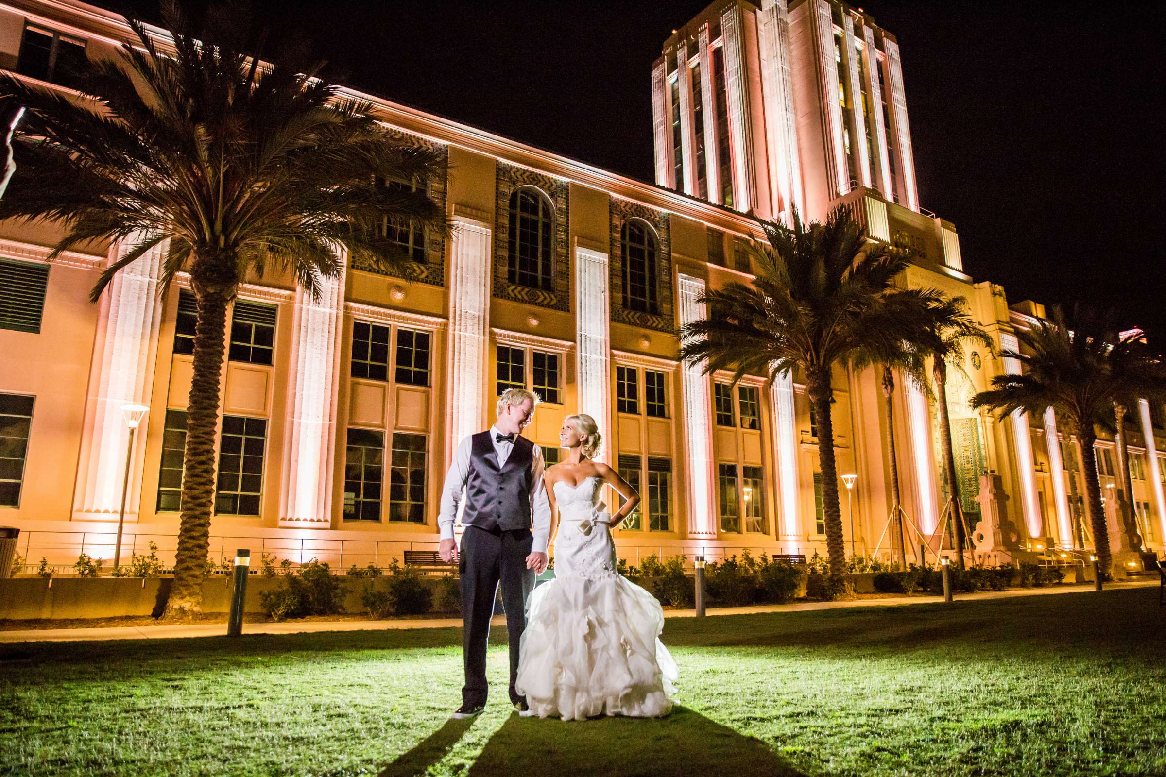 contemporary photo, Night Shot at Waterfront Park Wedding coordinated by Socal Soiree, Jennell and Terry Wedding Photo #1 by True Photography