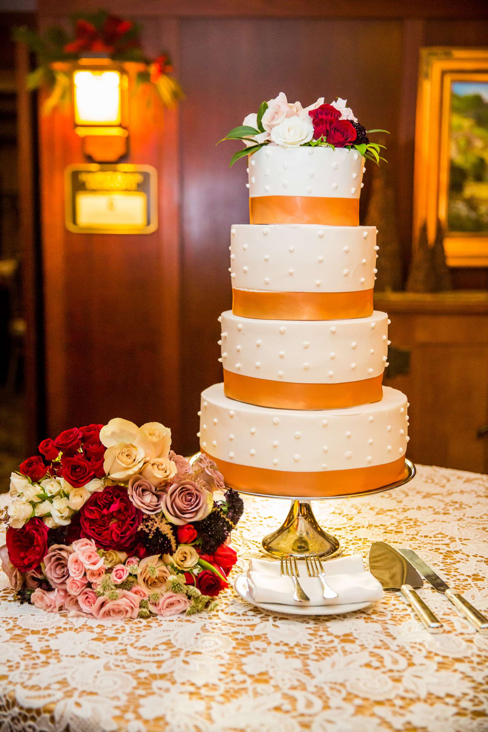 Cake at Lodge at Torrey Pines Wedding coordinated by CZ Events, Katie and Edward Wedding Photo #297011 by True Photography