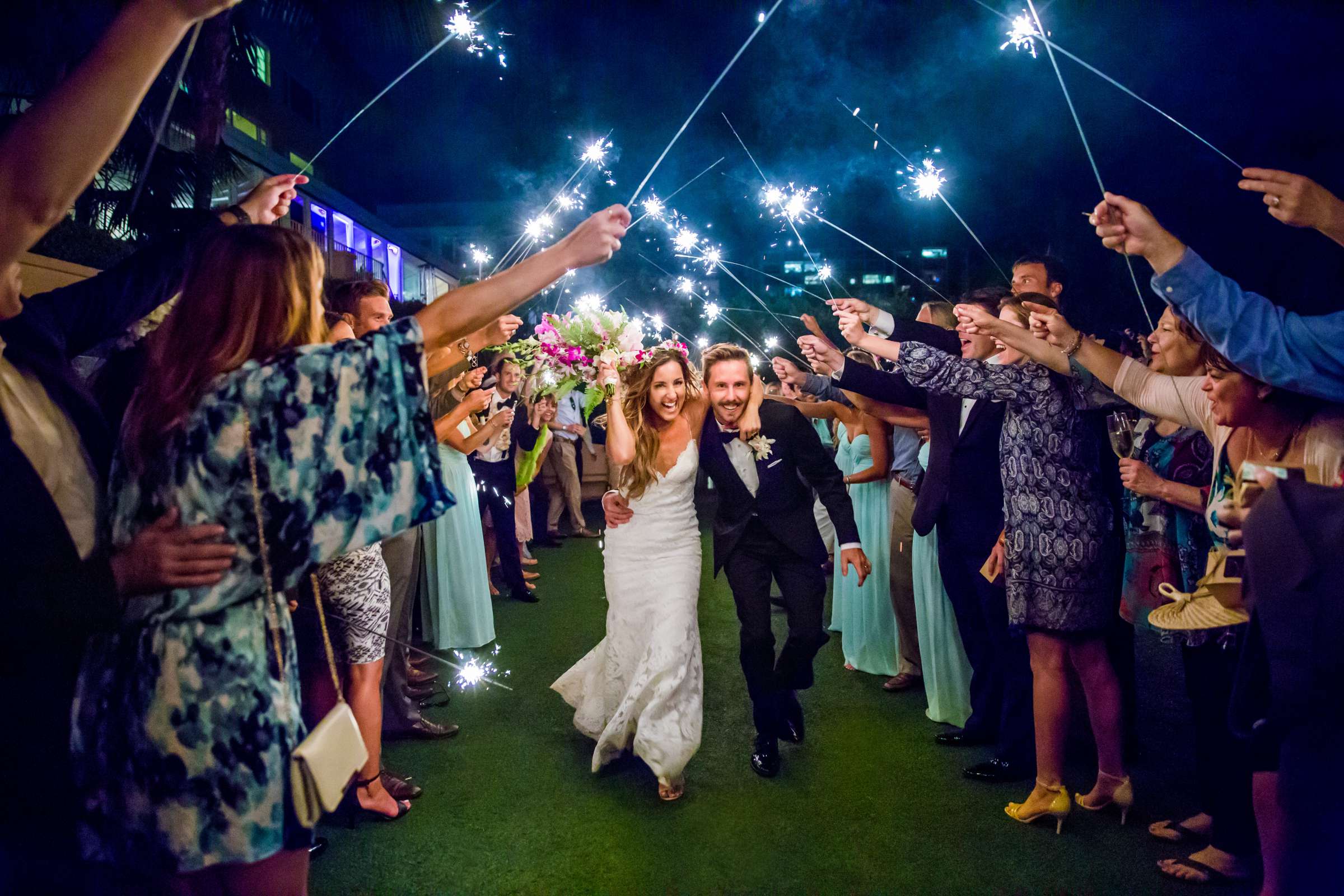 Sparklers, Grand Exit at La Valencia Wedding, Kyndel and Landon Wedding Photo #5 by True Photography